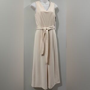 NWT! Calvin Klein Wide Leg Cropped Romper Blush Pink Sleeveless VNeck Tie Belt